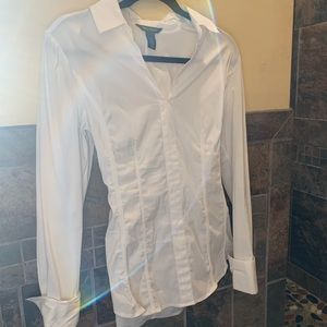 White House Black Market White Long Sleeve Blouse